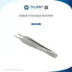 Talent Surgical Adson Kocher Forceps (TSC 0068) made of stainless steel with ribbed grip and toothed 1x2 tips.
