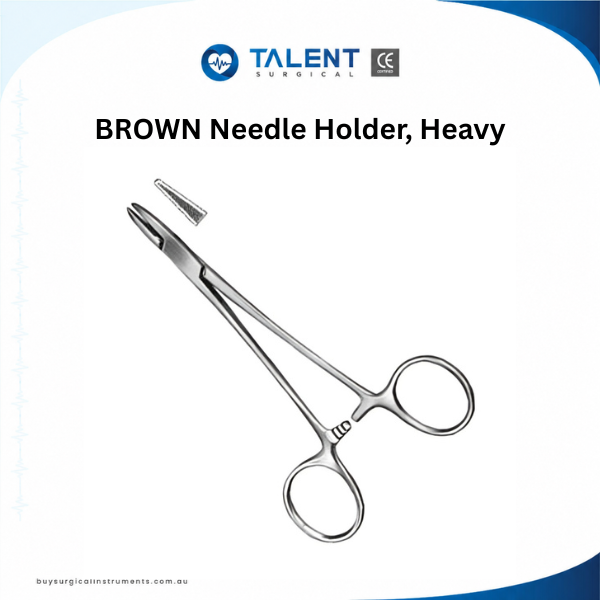BROWN Needle Holder, Heavy BROWN Heavy Needle Holder made from surgical stainless steel for precise suturing.