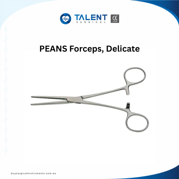 PEANS Forceps ,Delicate PEANS Forceps Delicate stainless steel surgical hemostatic forceps with serrated jaws for precise vessel clamping and tissue control.