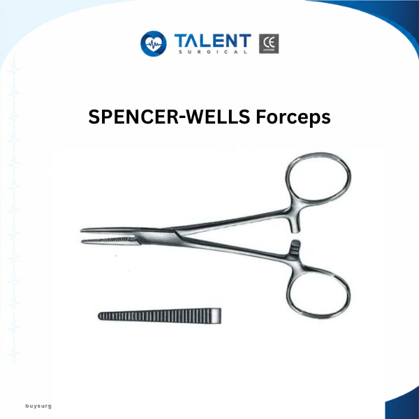 SPENCER-WELLS Forceps SPENCER-WELLS Forceps with Talent Surgical logo for secure vessel clamping.