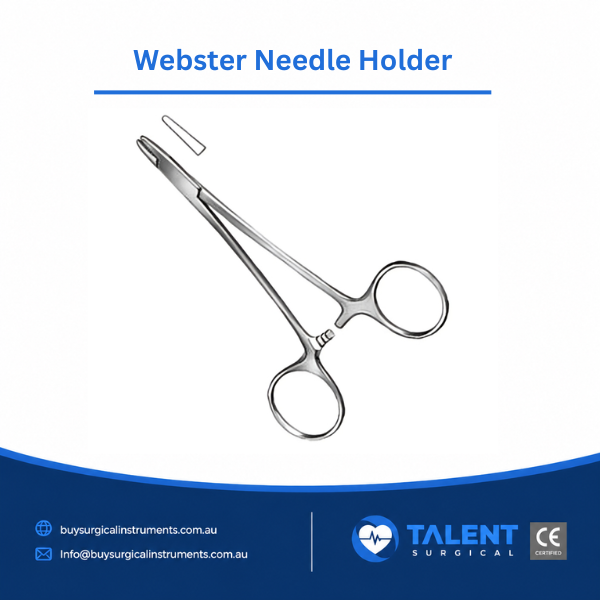 Webster Needle Holder Webster needle holder displayed, showcasing its precision design for suturing and delicate tissue handling in surgical procedures.